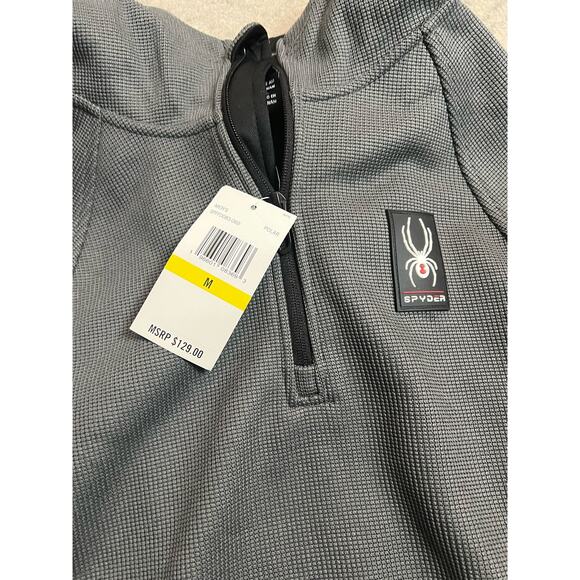 Spyder Men’s Half Zip Hooded Pullover Jacket in Polar Gray Black Size M - Picture 6 of 8